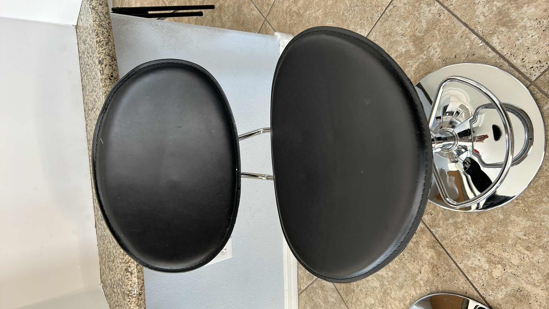 Photo 3 of CHROME AND FAUX LEATHER SWIVEL ADJUSTABLE BARSTOOL