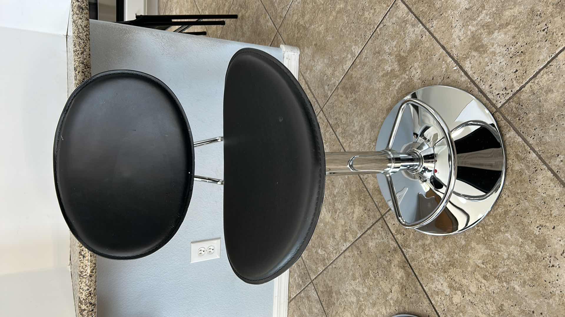 Photo 1 of CHROME AND FAUX LEATHER SWIVEL ADJUSTABLE BARSTOOL