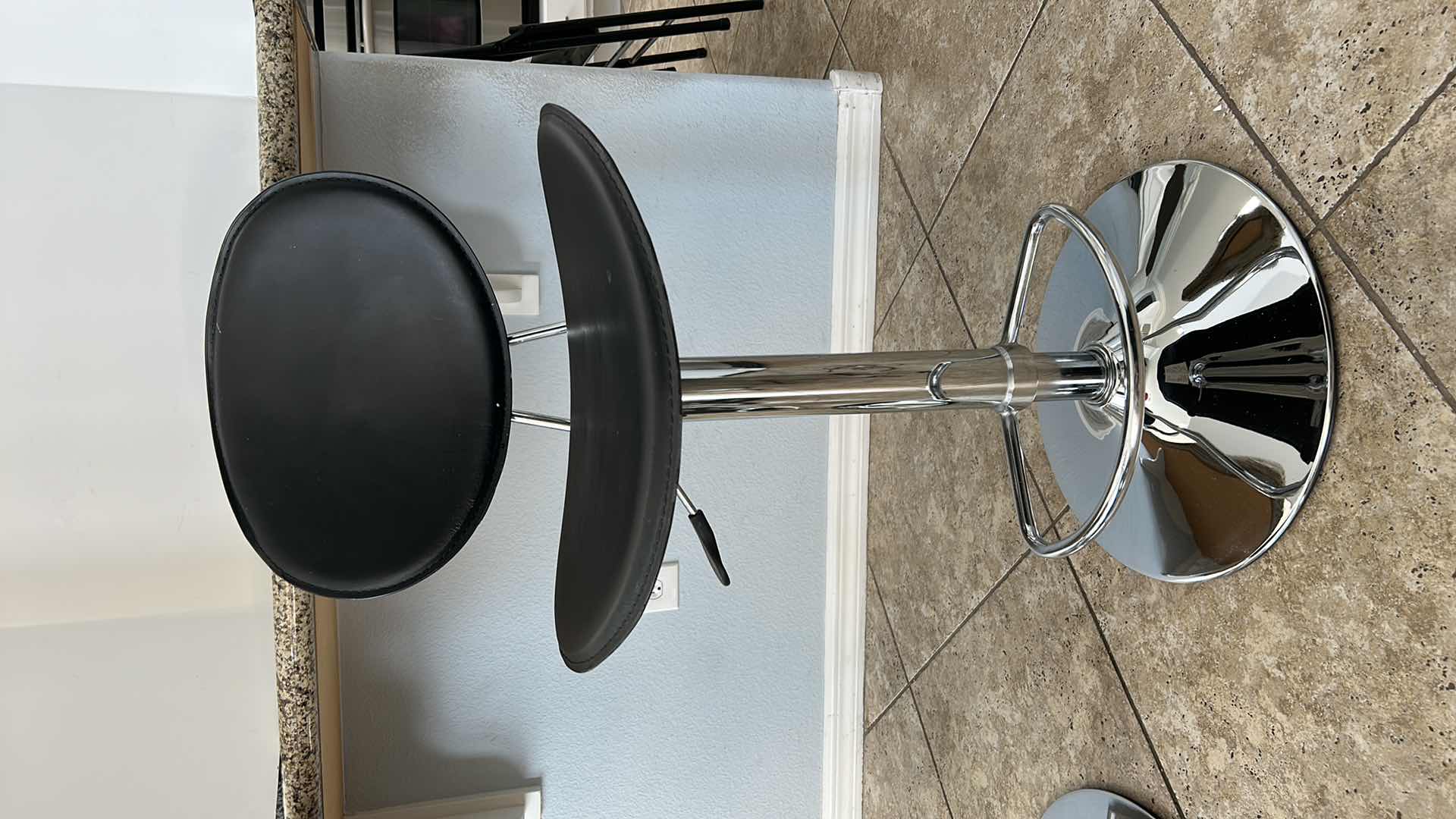 Photo 7 of CHROME AND FAUX LEATHER SWIVEL ADJUSTABLE BARSTOOL