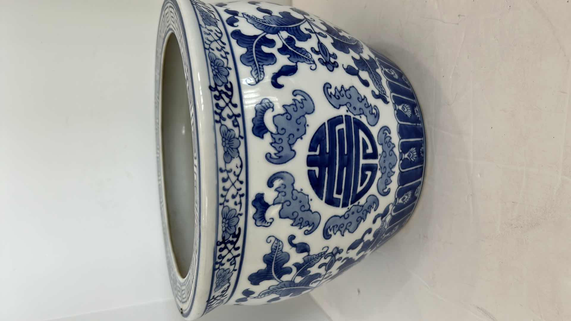 Photo 1 of 3  PIECE -  ASIAN INSPIRED BLUE AND WHITE CERAMIC POTTERY 