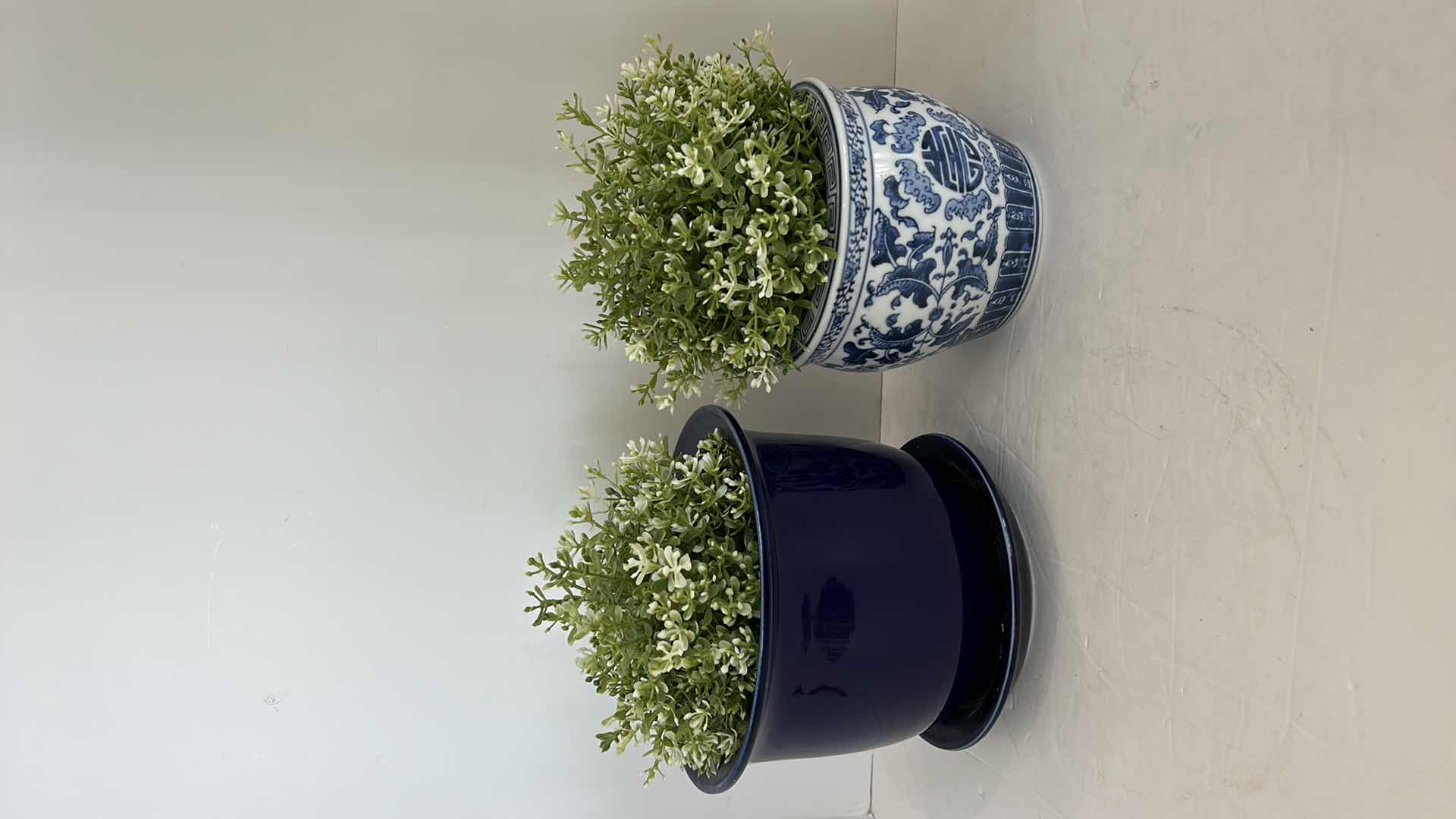 Photo 1 of 2 CERAMIC POTTERY WITH 2 FAUX PLANTS