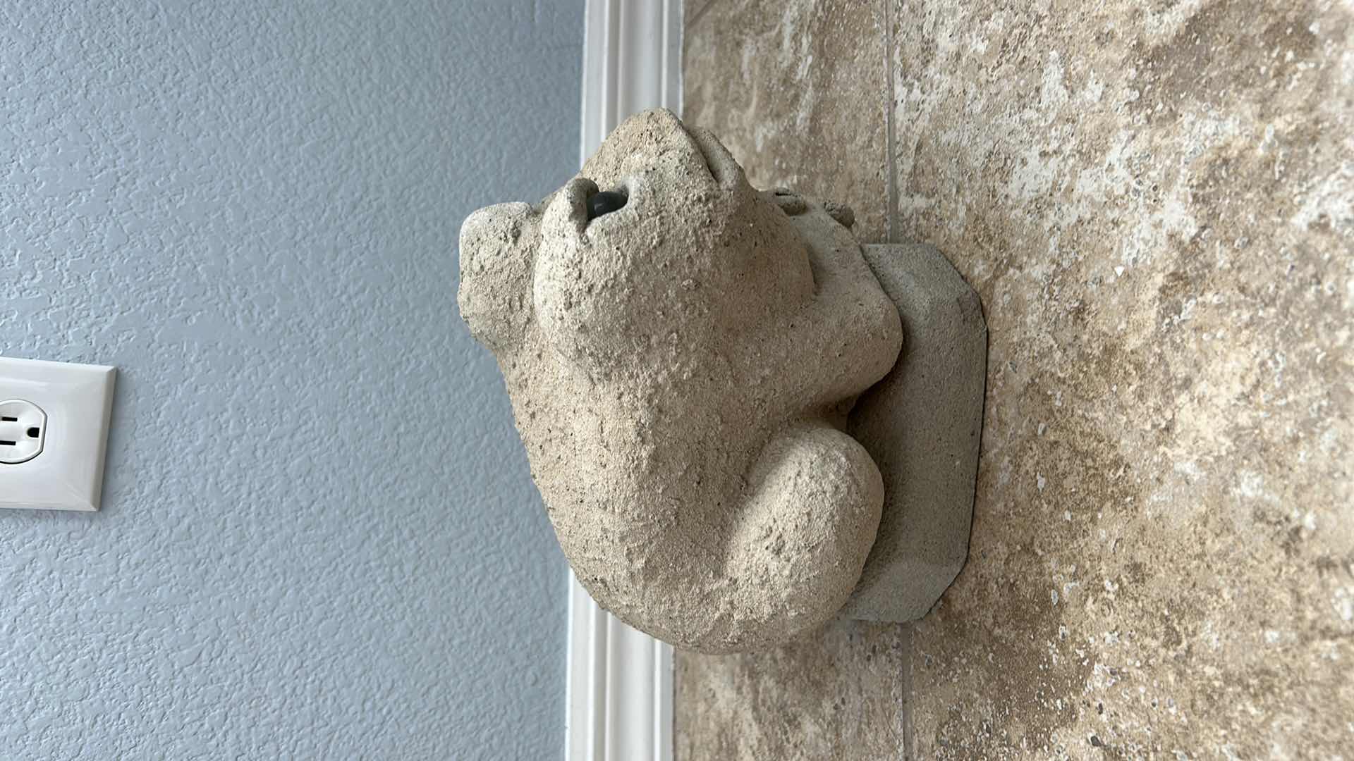 Photo 1 of OUTDOOR DECOR 2  PIECE - METAL BAMBOO PLANT STAND  H 28”AND HEAVY CERAMIC FROG  W SIGNATURE RANKIN