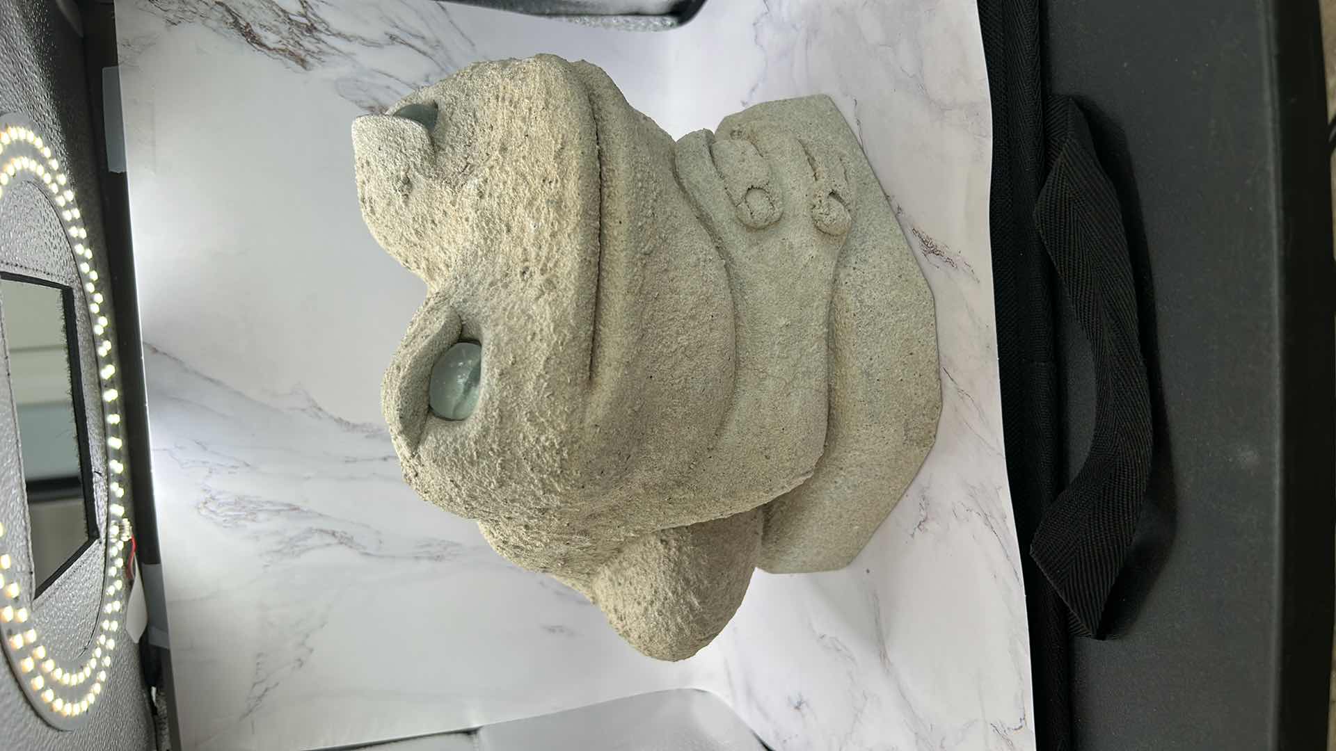 Photo 1 of OUTDOOR DECOR 2  PIECE - METAL BAMBOO PLANT STAND  H 28”AND HEAVY CERAMIC FROG  W SIGNATURE RANKIN