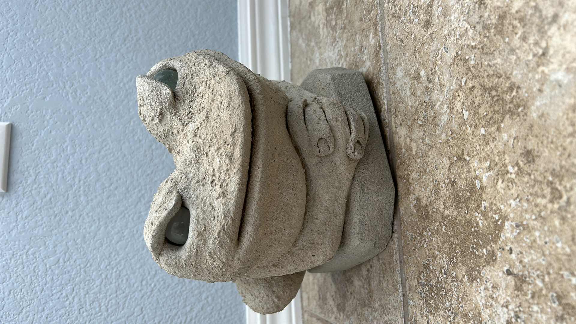 Photo 1 of OUTDOOR DECOR 2  PIECE - METAL BAMBOO PLANT STAND  H 28”AND HEAVY CERAMIC FROG  W SIGNATURE RANKIN