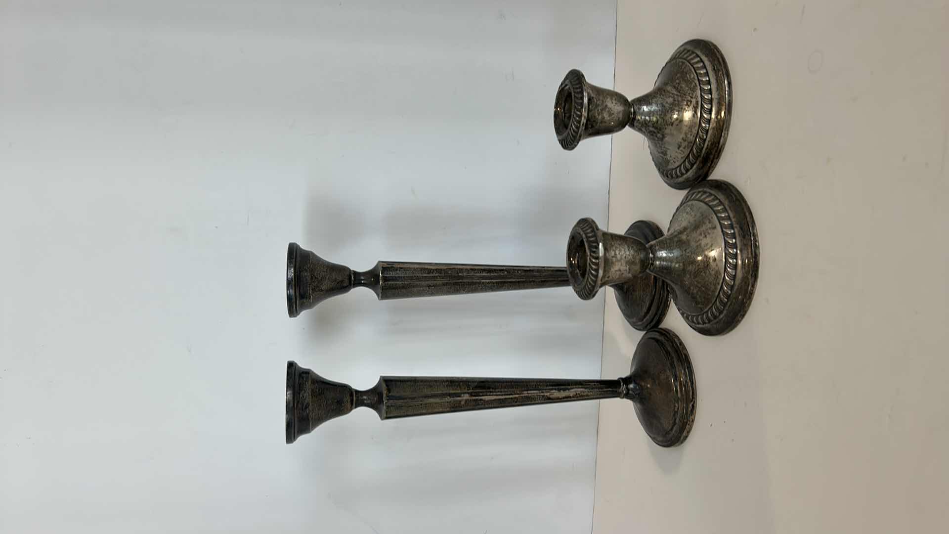 Photo 1 of 4 STERLING SILVER CANDLE HOLDERS