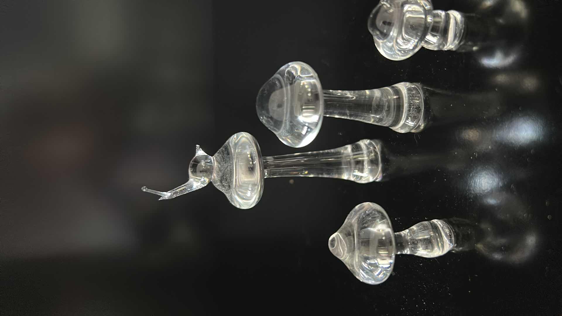 Photo 1 of HAND BLOWN GLASS FIGURINES SNAILS AND MUSHROOMS TALLEST 3.5”