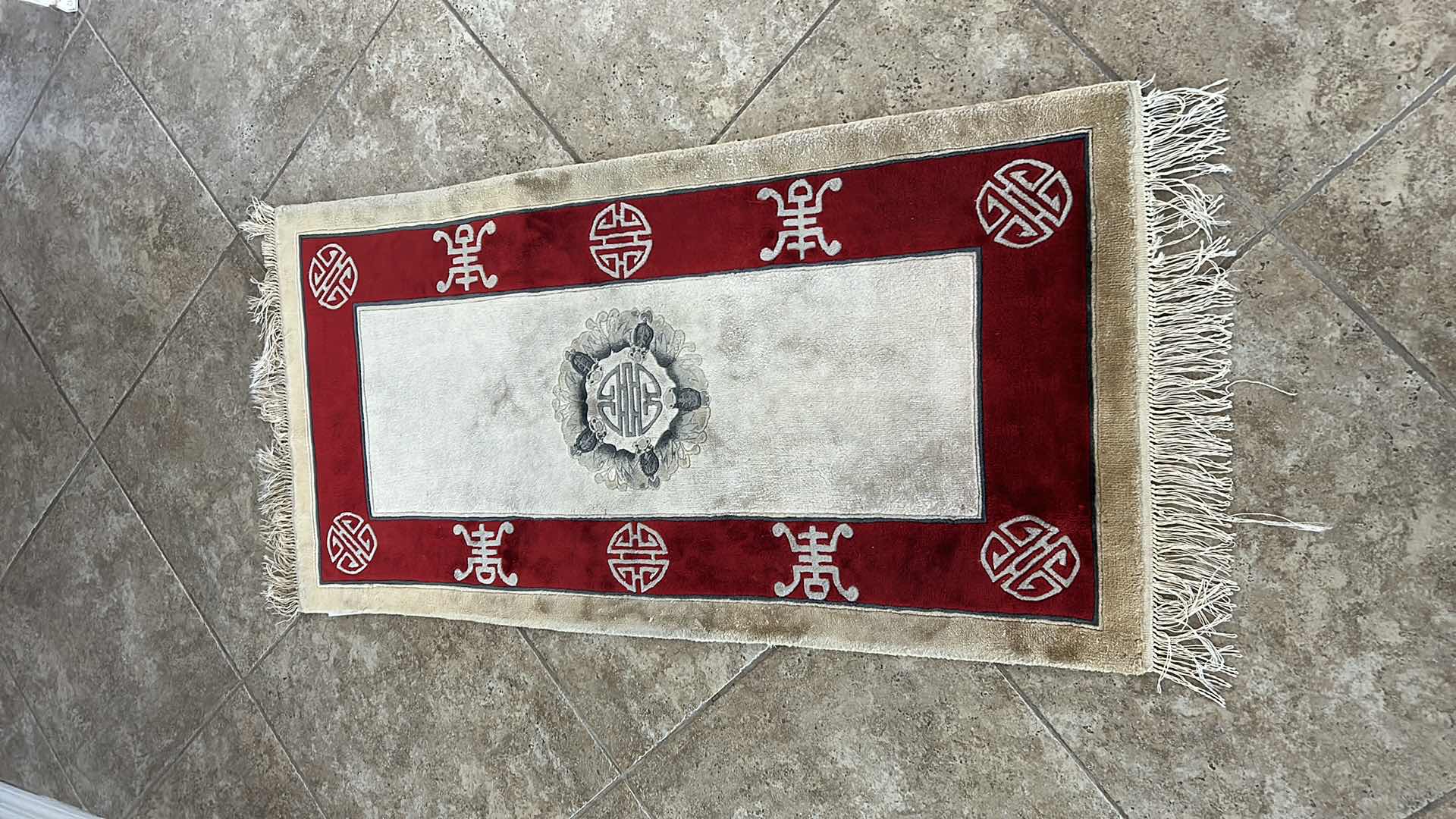 Photo 1 of HAND WOVEN WOOL CARPET FROM HONG KONG 4’ x 2’