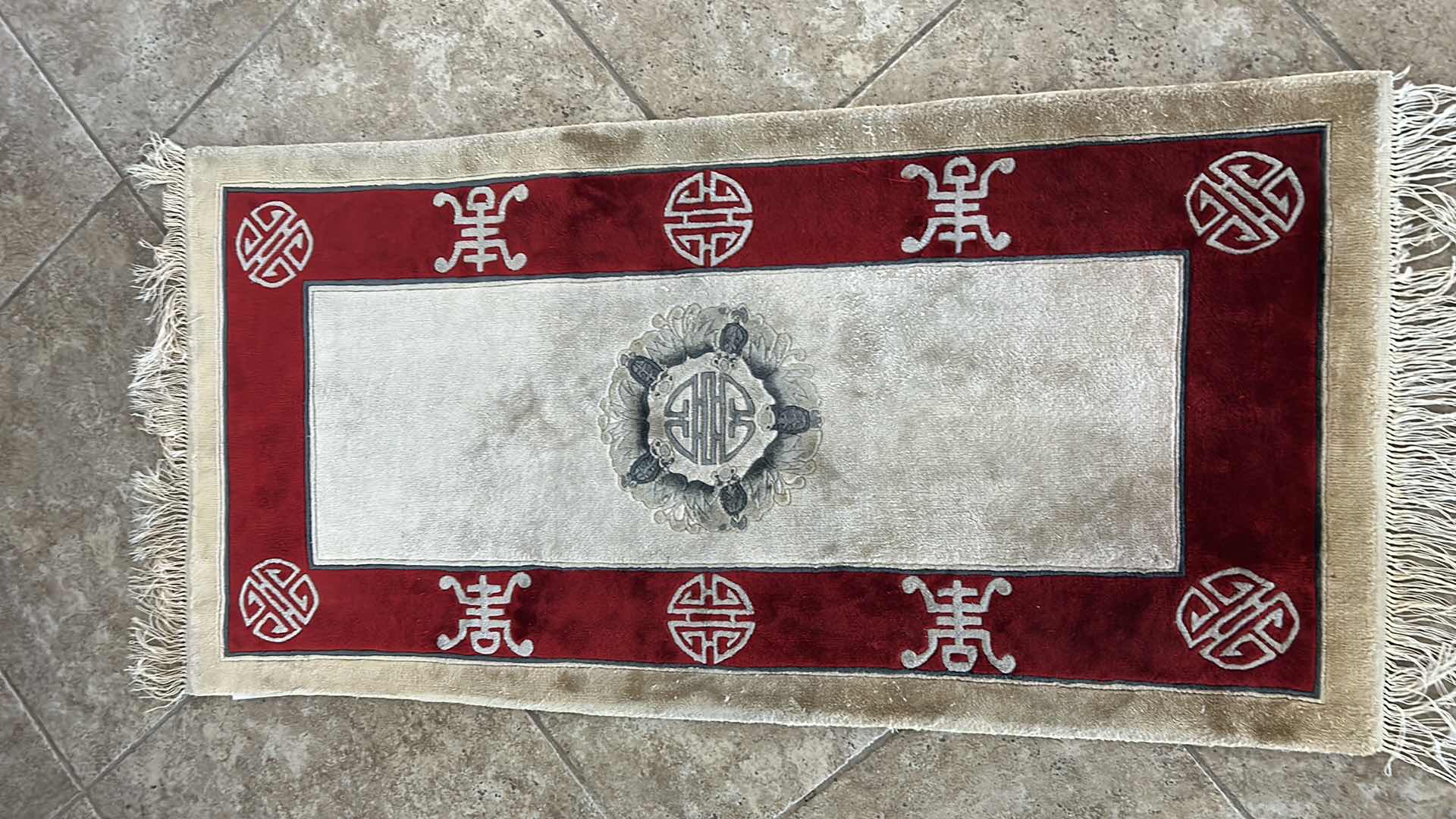 Photo 1 of HAND WOVEN WOOL CARPET FROM HONG KONG 4’ x 2’