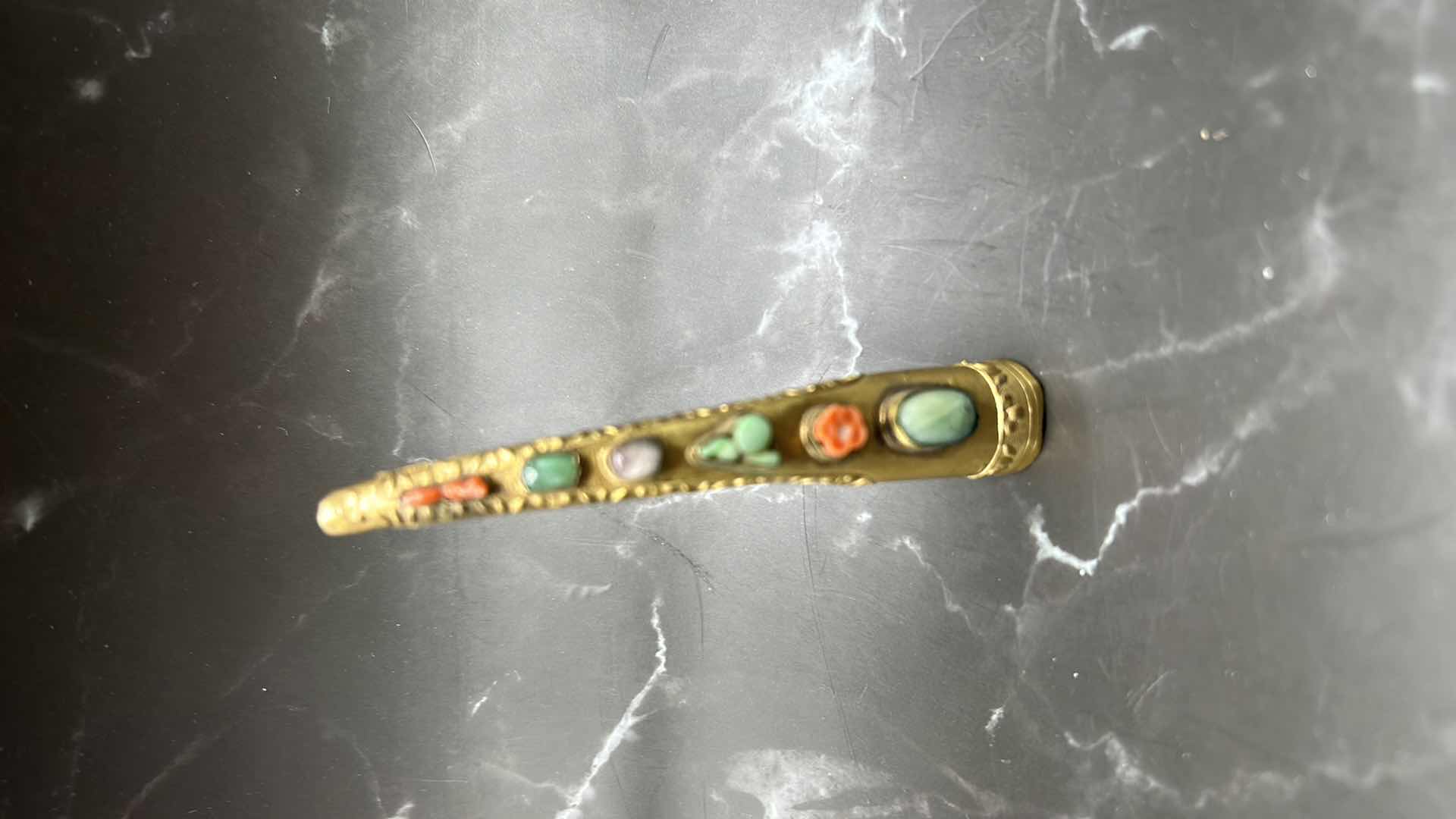 Photo 2 of 2 - ANTIQUE COLLECTIBLES WITH REAL STONES  (LARGEST  FINGERNAIL is 4" LONG)