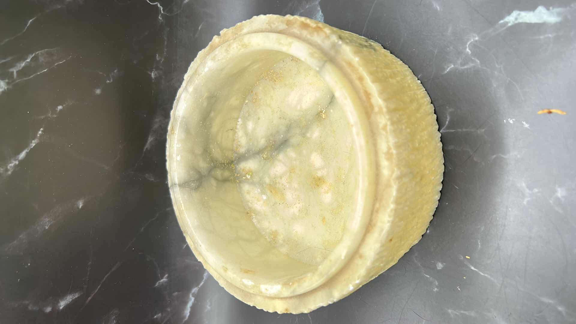 Photo 1 of THREE SMALL COLLECTIBLES WITH MARBLE BOWL (BOWL 6” x 3”)