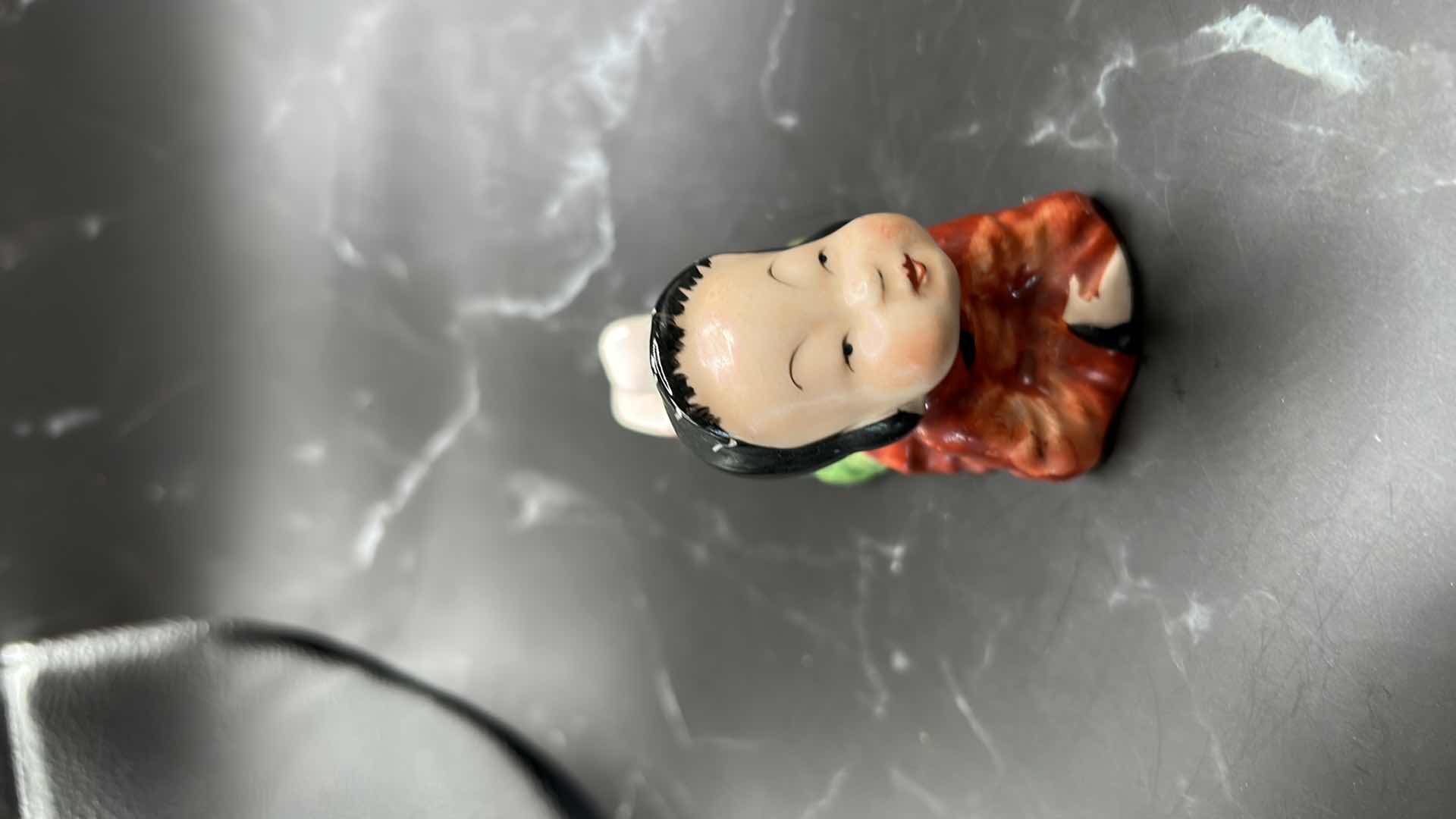 Photo 1 of THREE SMALL COLLECTIBLES WITH MARBLE BOWL (BOWL 6” x 3”)