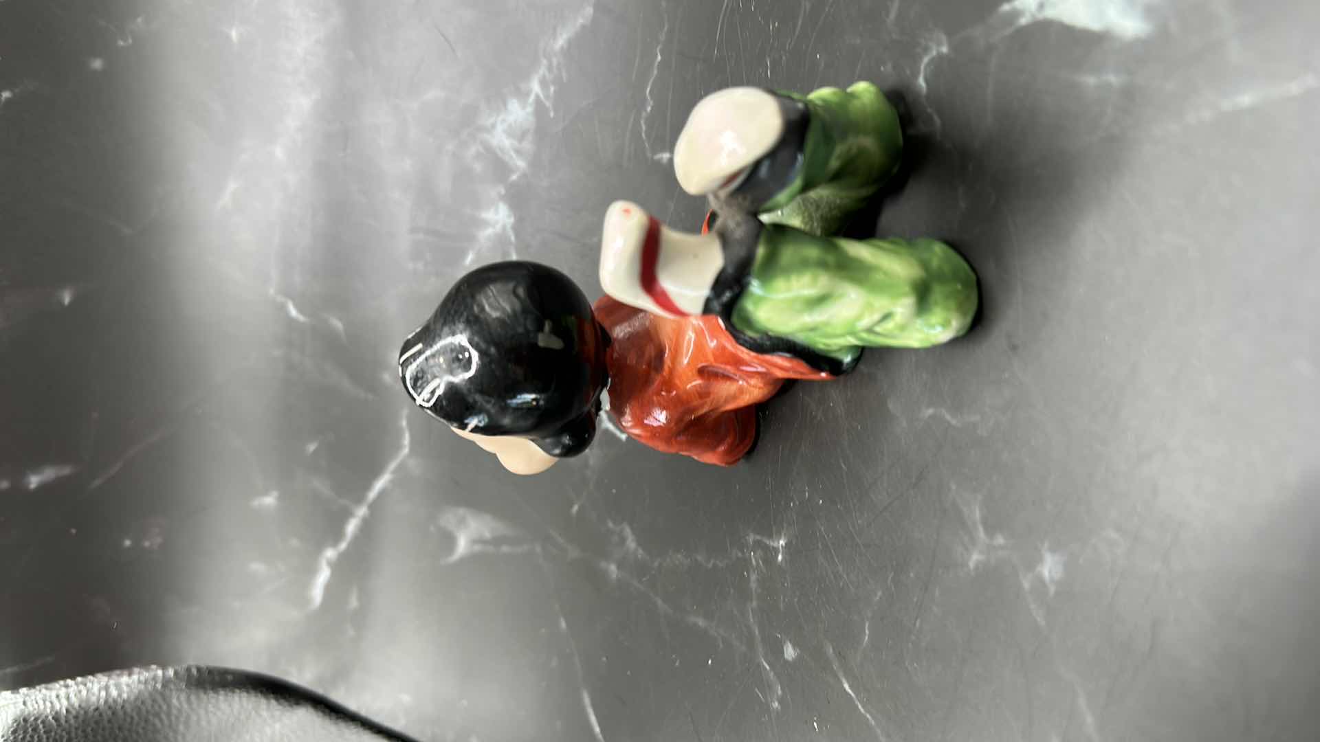 Photo 1 of THREE SMALL COLLECTIBLES WITH MARBLE BOWL (BOWL 6” x 3”)