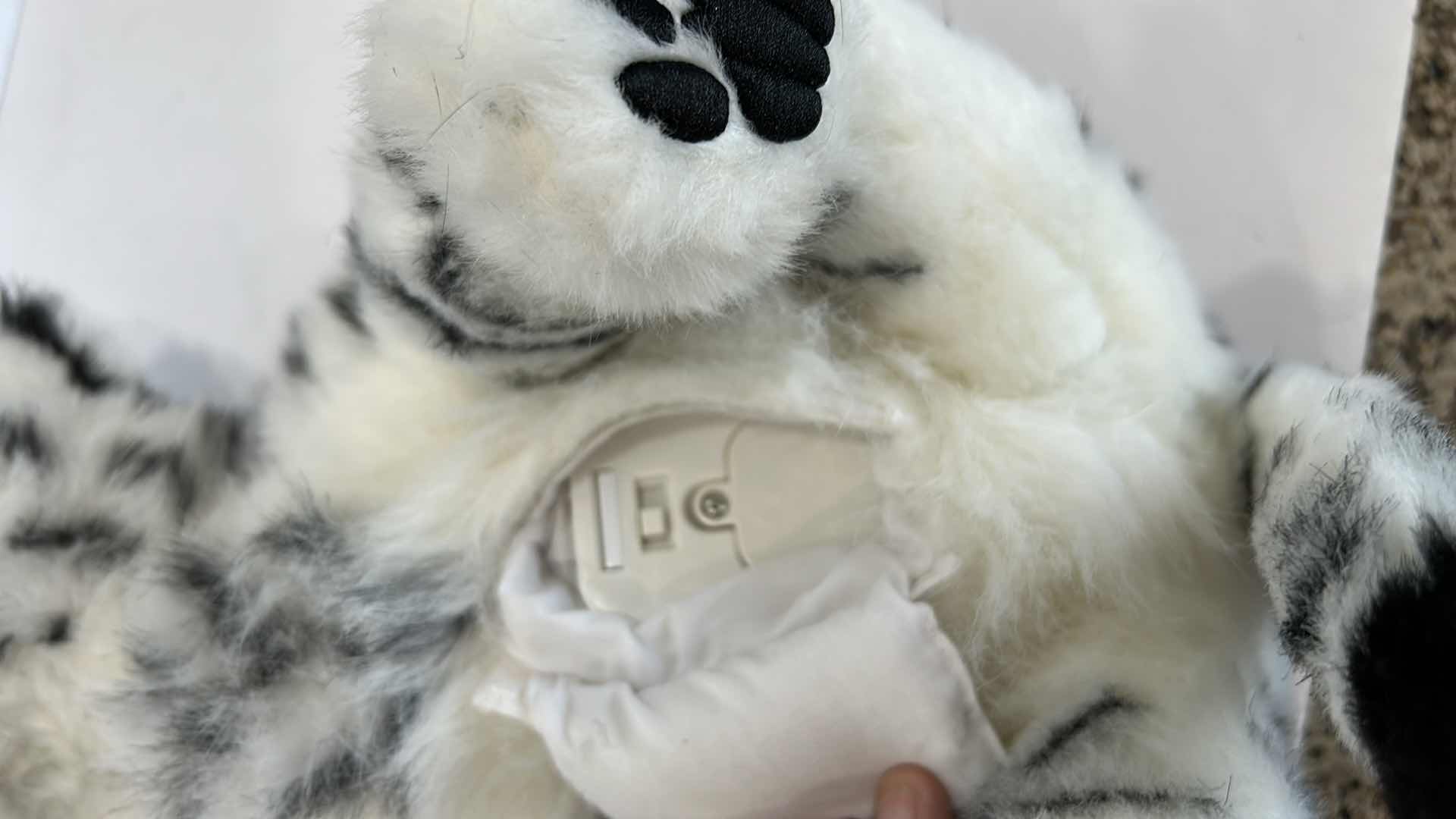 Photo 1 of BATTERY OPERATED SNOW LEOPARD STUFFED ANIMAL H16"