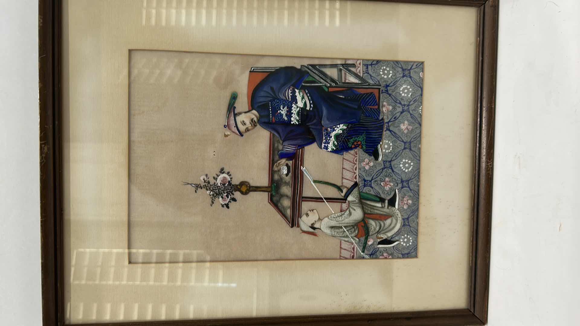 Photo 2 of RARE ANTIQUE CHINESE PAINTING FRAMED ARTWORK 12” x 15”