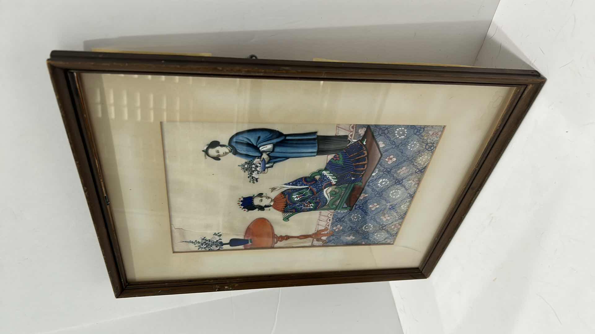 Photo 1 of RARE ANTIQUE CHINESE PAINTING FRAMED ARTWORK 12” x 15”