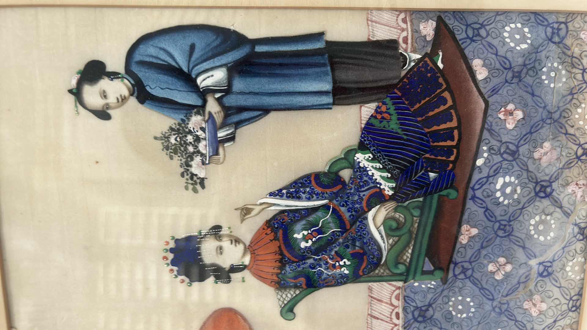 Photo 1 of RARE ANTIQUE CHINESE PAINTING FRAMED ARTWORK 12” x 15”