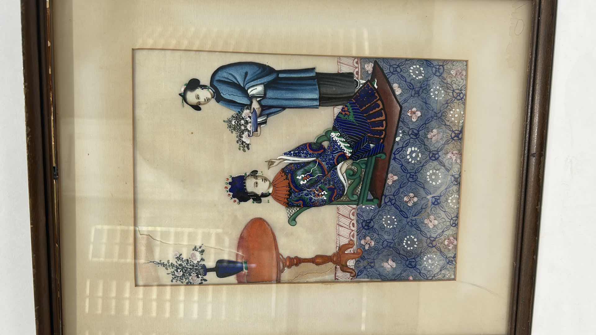 Photo 1 of RARE ANTIQUE CHINESE PAINTING FRAMED ARTWORK 12” x 15”