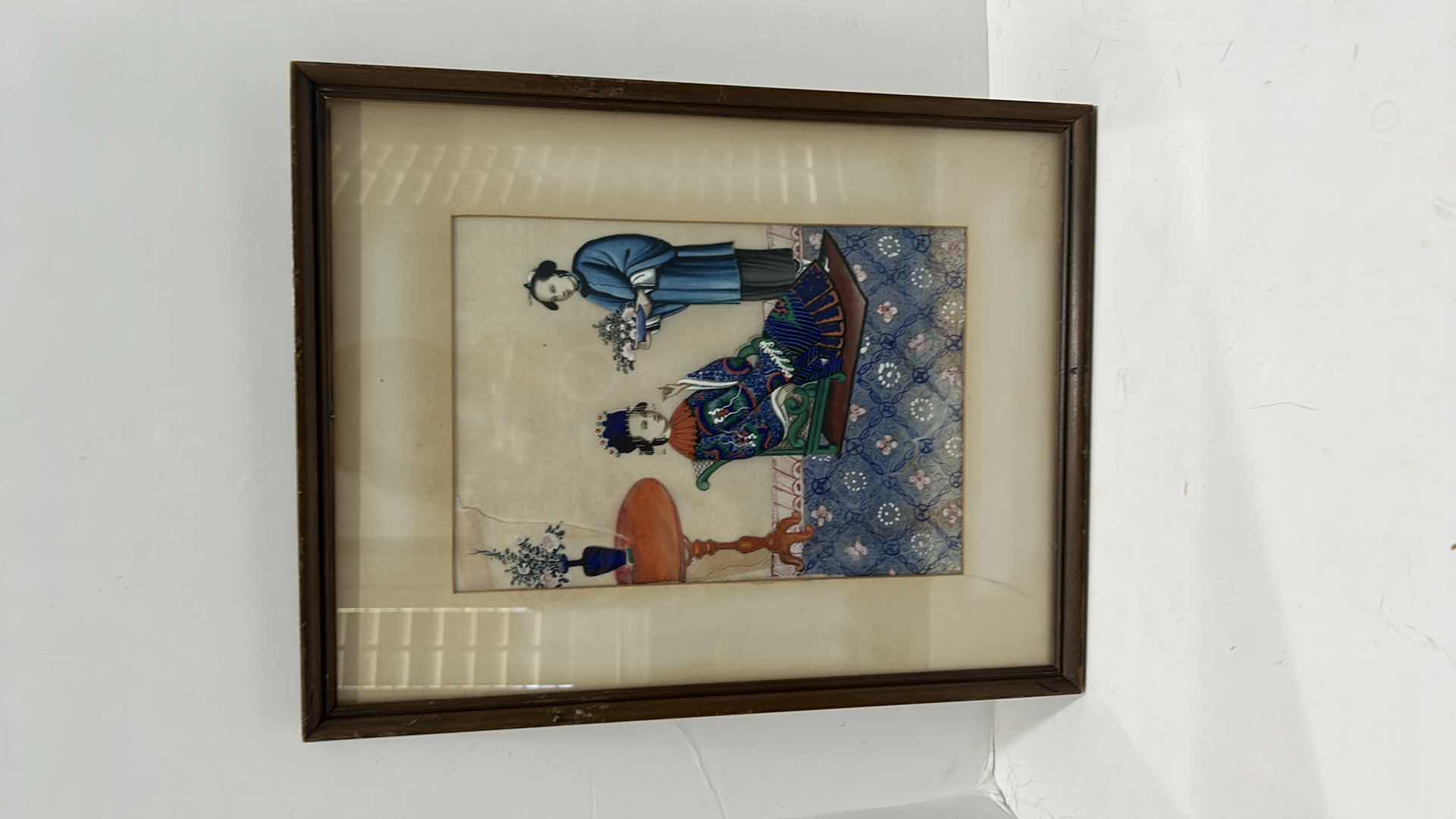 Photo 1 of RARE ANTIQUE CHINESE PAINTING FRAMED ARTWORK 12” x 15”