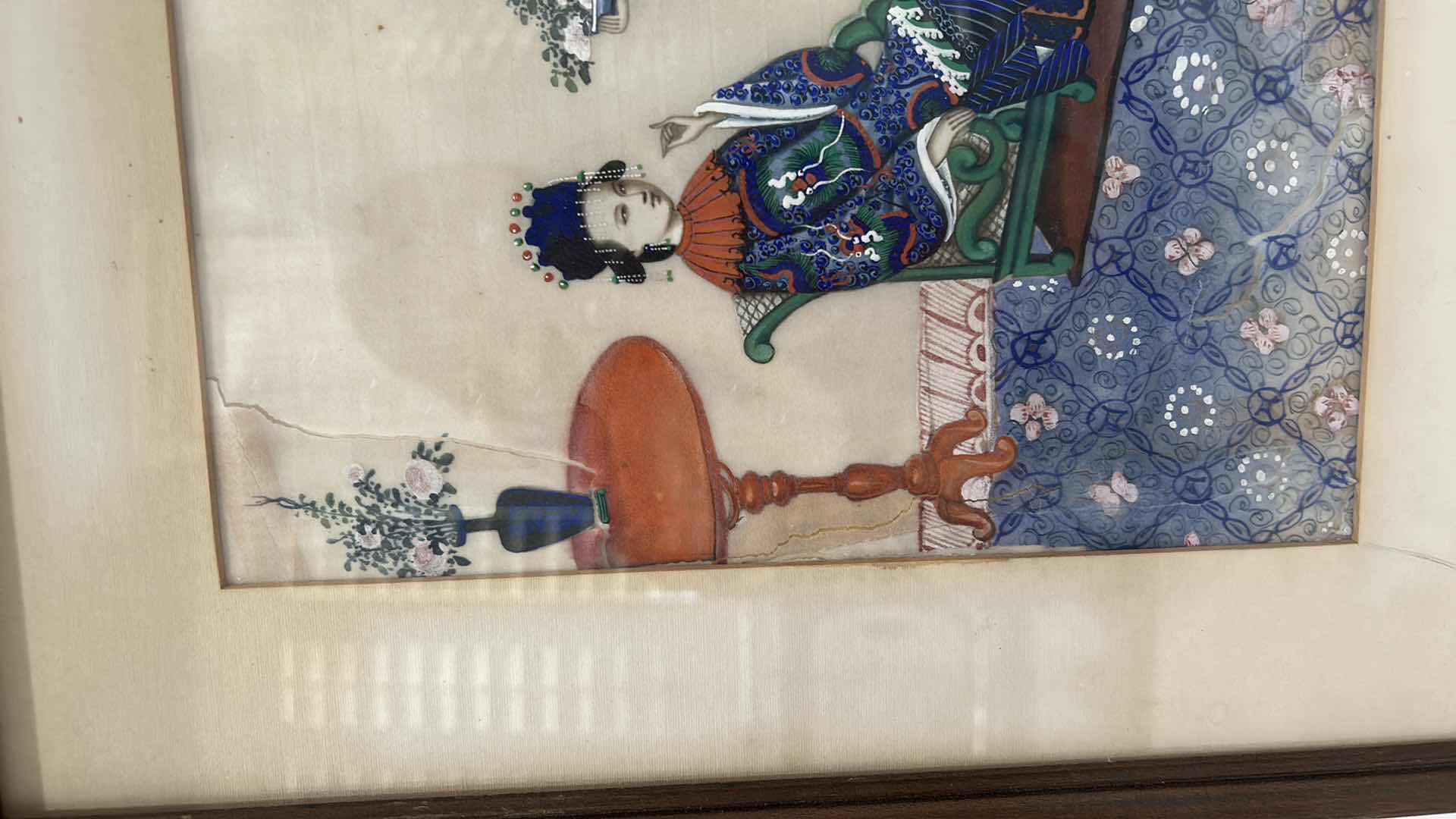 Photo 1 of RARE ANTIQUE CHINESE PAINTING FRAMED ARTWORK 12” x 15”