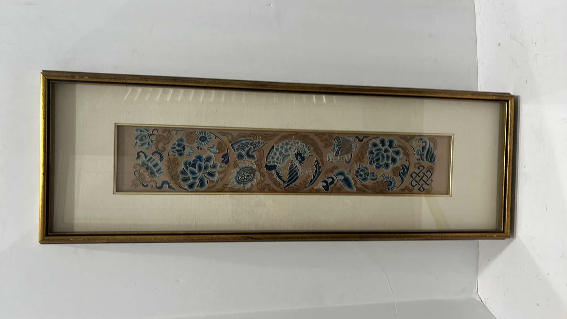 Photo 1 of ANTIQUE CHINESE TEXTILE FABRIC, SILK WITH SILK THREAD HAND EMBROIDERY ARTWORK FRAMED