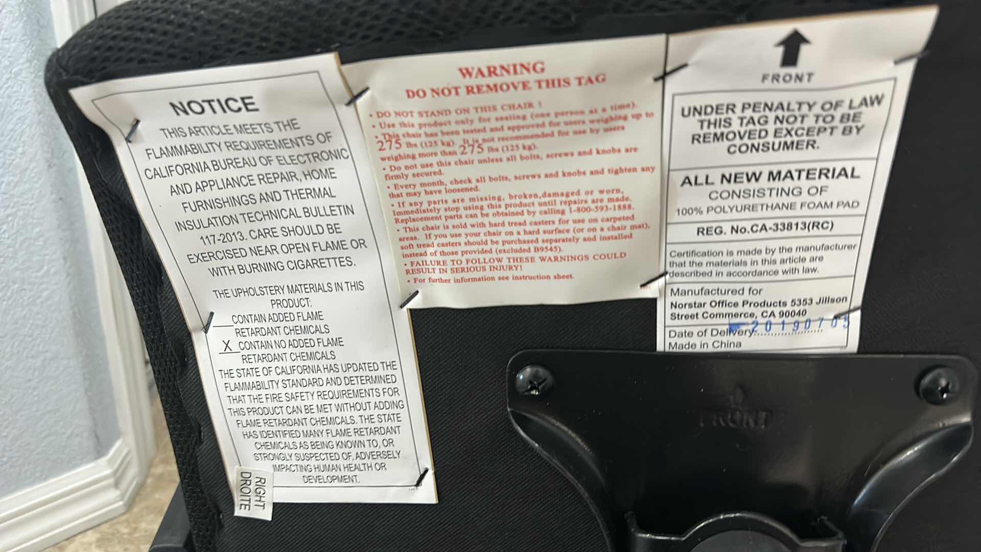 Photo 1 of EXECUTIVE OFFICE CHAIR, ADJUSTABLE ON WHEELS WITH LUMBAR SUPPORT 