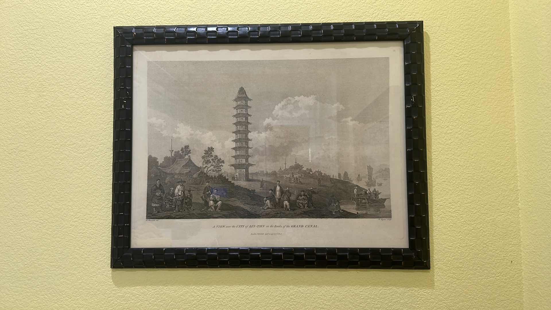 Photo 1 of ANTIQUE ORIGINAL PHOTOGRAPH,  "A View, near the city of Lynn TSIN on the banks of the grand canal FRAMED ARTWORK,  27 1/2” x 21 H1/2”