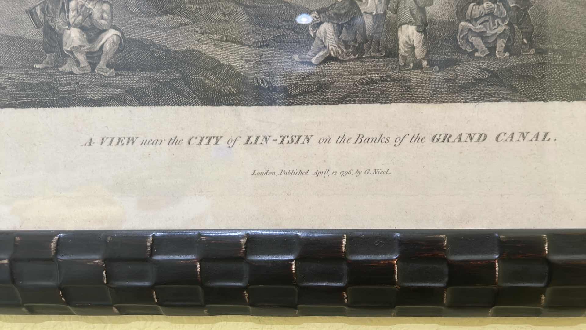 Photo 1 of ANTIQUE ORIGINAL PHOTOGRAPH,  "A View, near the city of Lynn TSIN on the banks of the grand canal FRAMED ARTWORK,  27 1/2” x 21 H1/2”