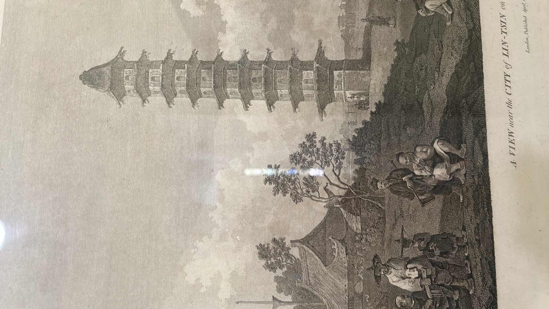 Photo 1 of ANTIQUE ORIGINAL PHOTOGRAPH,  "A View, near the city of Lynn TSIN on the banks of the grand canal FRAMED ARTWORK,  27 1/2” x 21 H1/2”