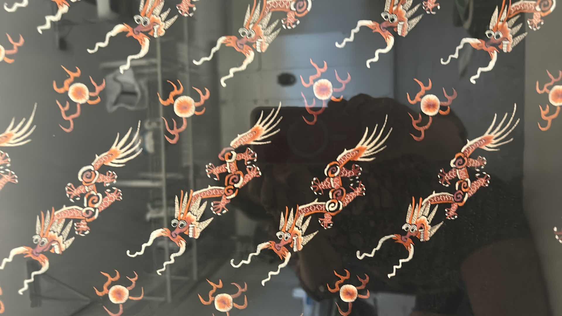 Photo 1 of ANTIQUE CHINESE TEXTILE FABRIC, SILK WITH SILK THREAD HAND EMBROIDERY ARTWORK FRAMED 21 1/2” x 30”