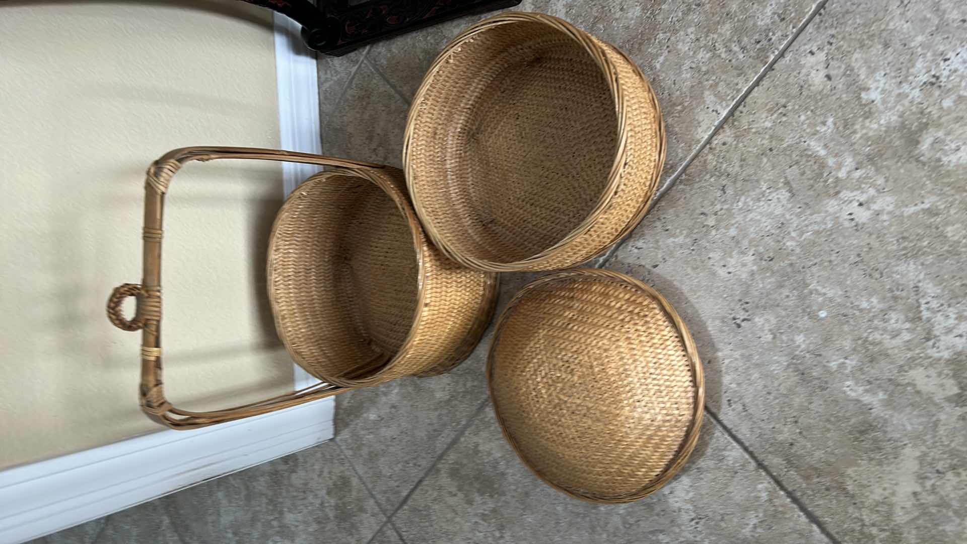 Photo 1 of VINTAGE ASIAN HANDWOVEN WEDDING BASKET 12” x 16”