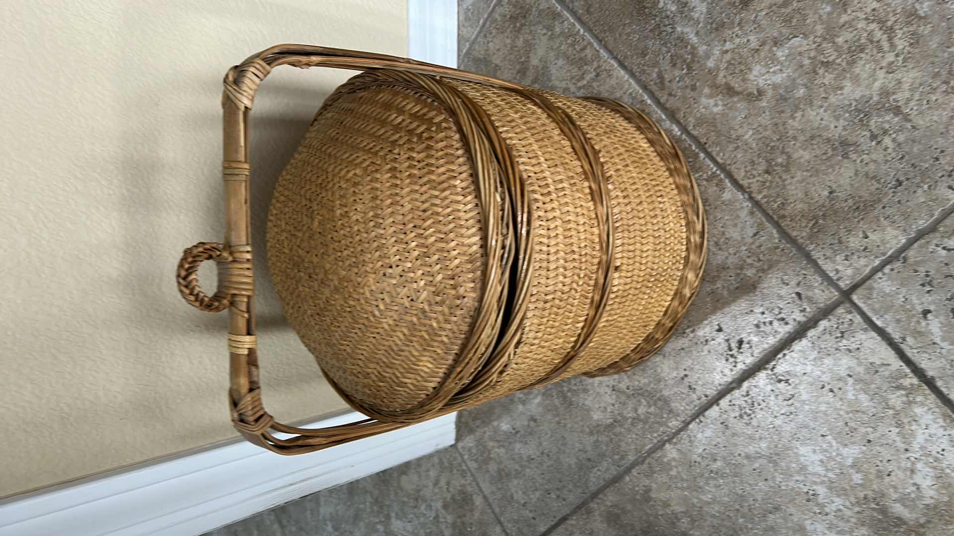 Photo 1 of VINTAGE ASIAN HANDWOVEN WEDDING BASKET 12” x 16”