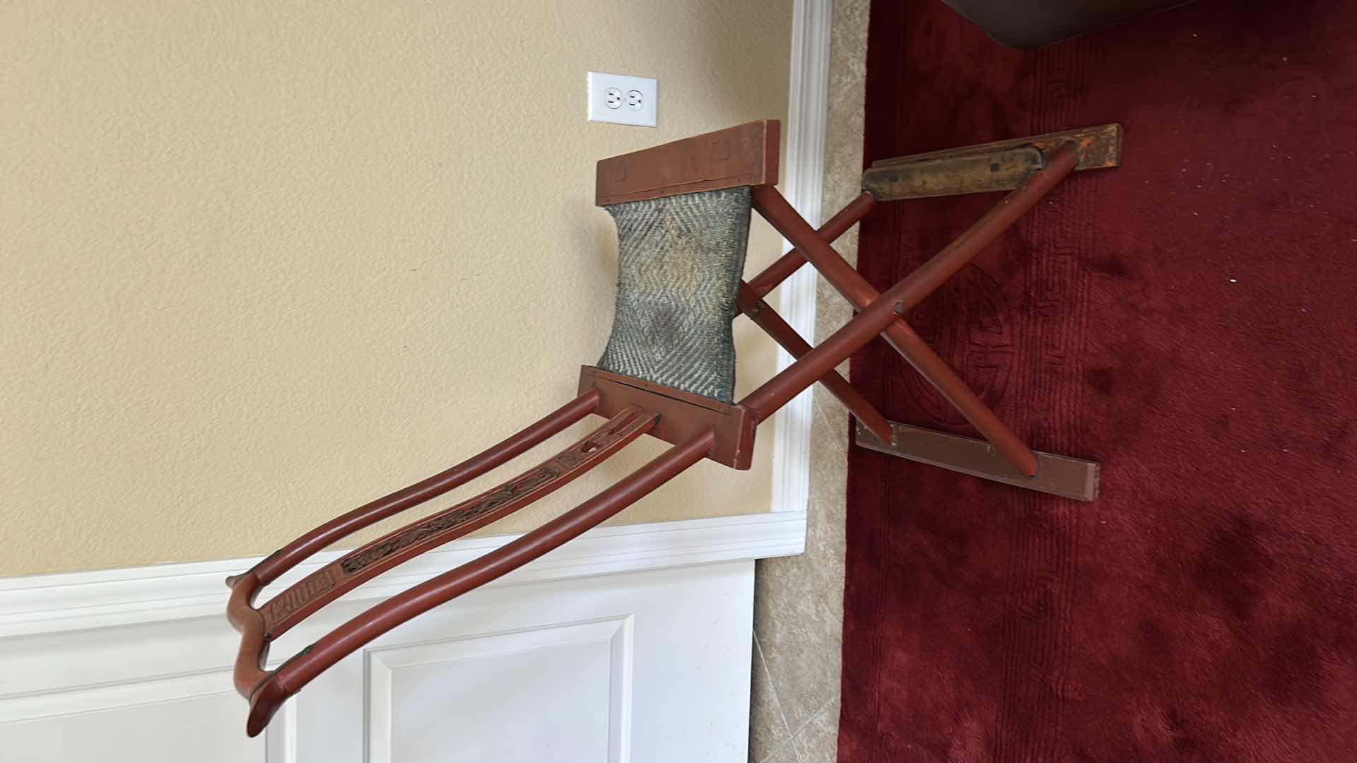 Photo 1 of 1920'S  ANTIQUE - CHINESE FOLDING TRAVELING CHAIR  19” x H40"