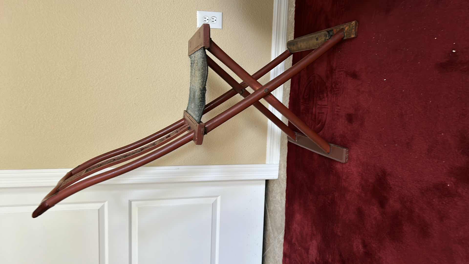 Photo 1 of 1920'S  ANTIQUE - CHINESE FOLDING TRAVELING CHAIR  19” x H40"