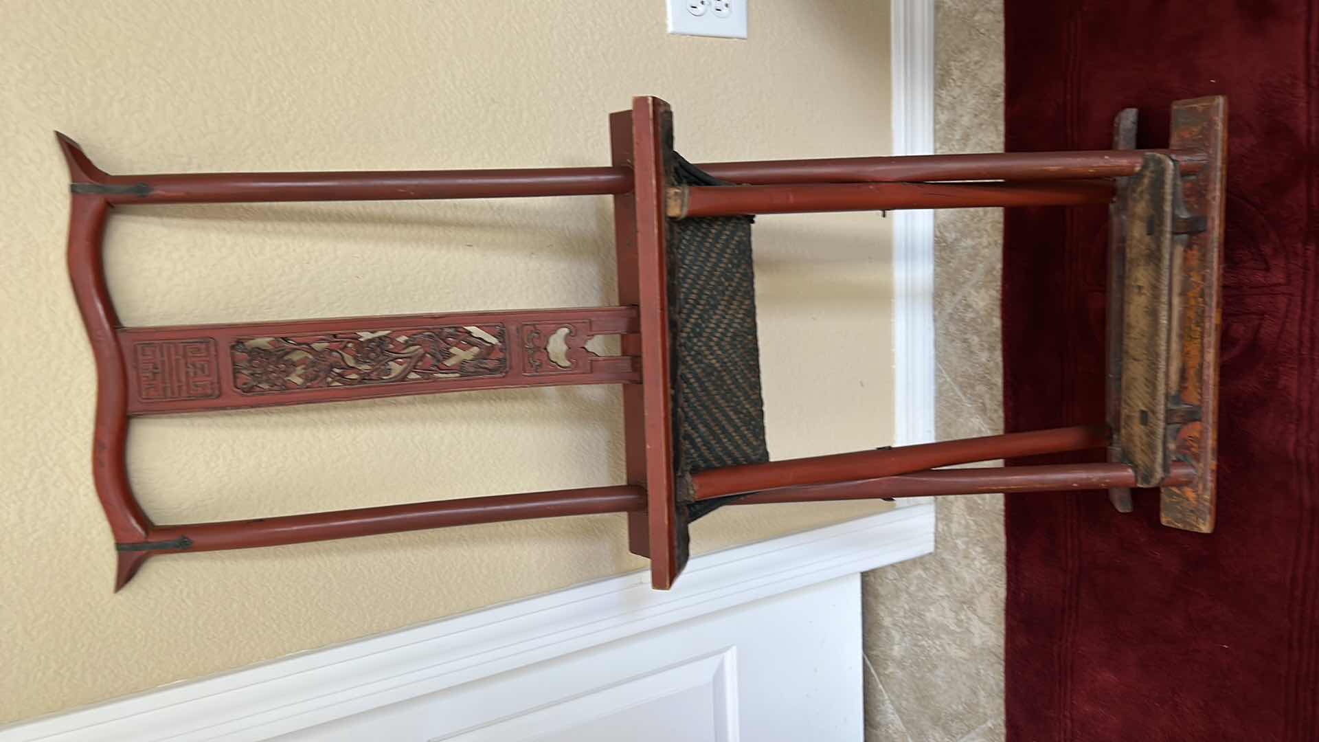 Photo 1 of 1920'S  ANTIQUE - CHINESE FOLDING TRAVELING CHAIR  19” x H40"