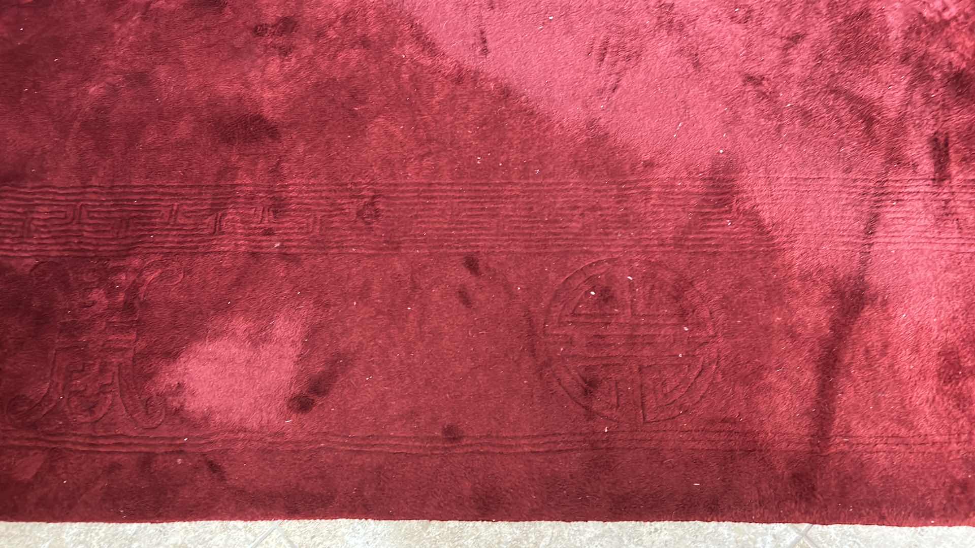 Photo 3 of HAND WOVEN RED WOOL CARPET FROM HONG KONG - 10’ x 12’