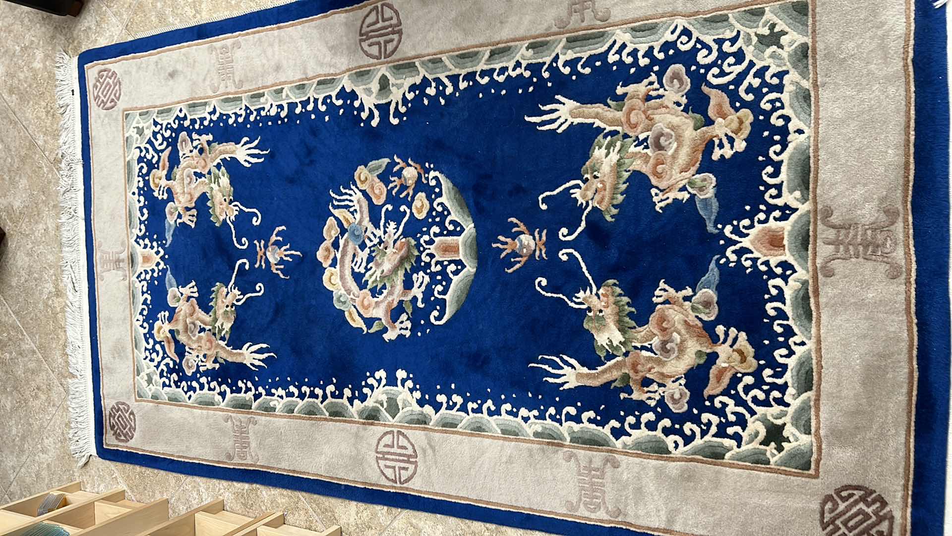 Photo 1 of GENUINE HANDMADE CHINESE DESIGN WOOL RUG, 4’ x 7’