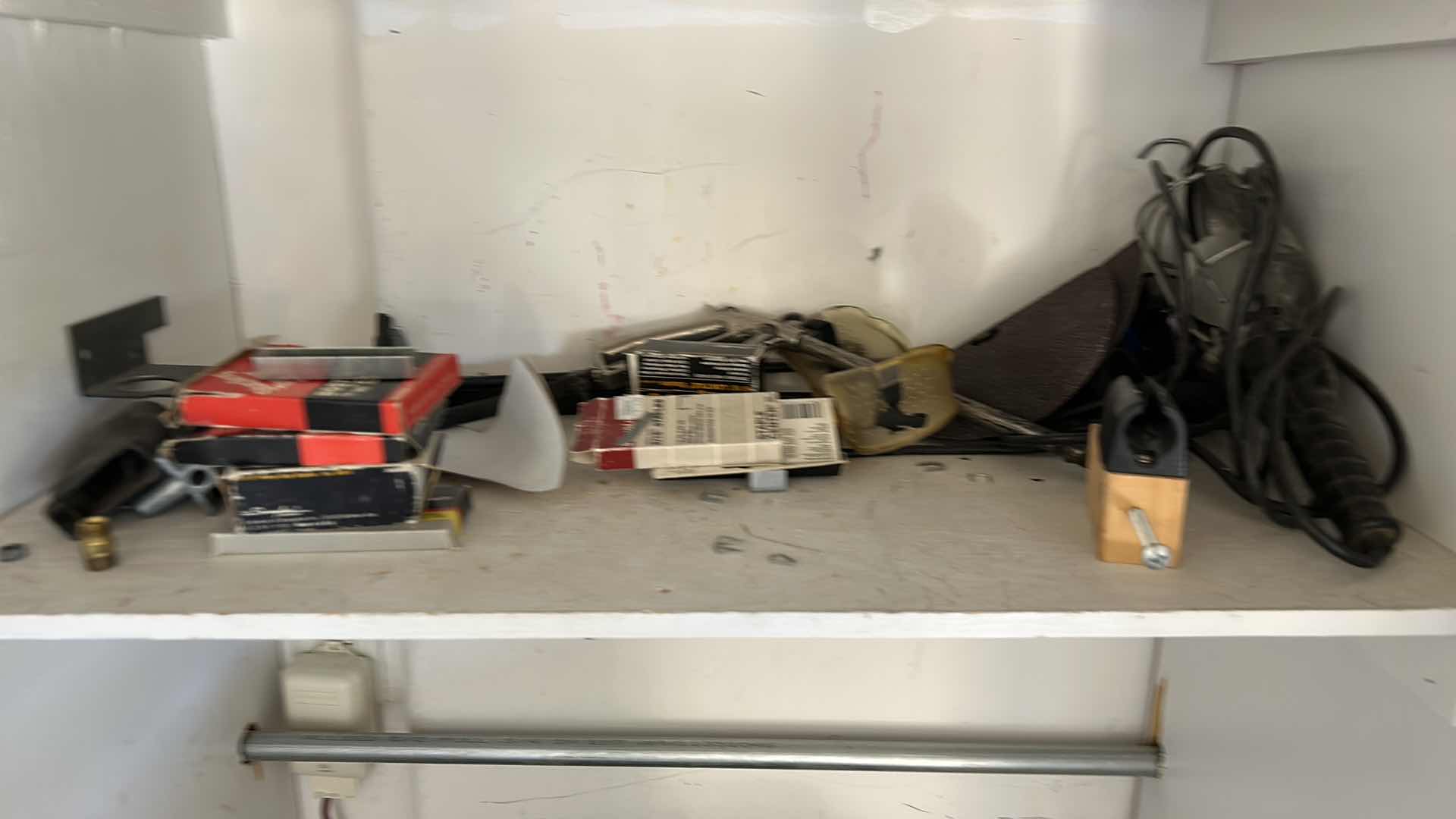 Photo 1 of BLACK MAX ELECTRIC AIR COMPRESSOR PLUS CONTENTS ON SHELF