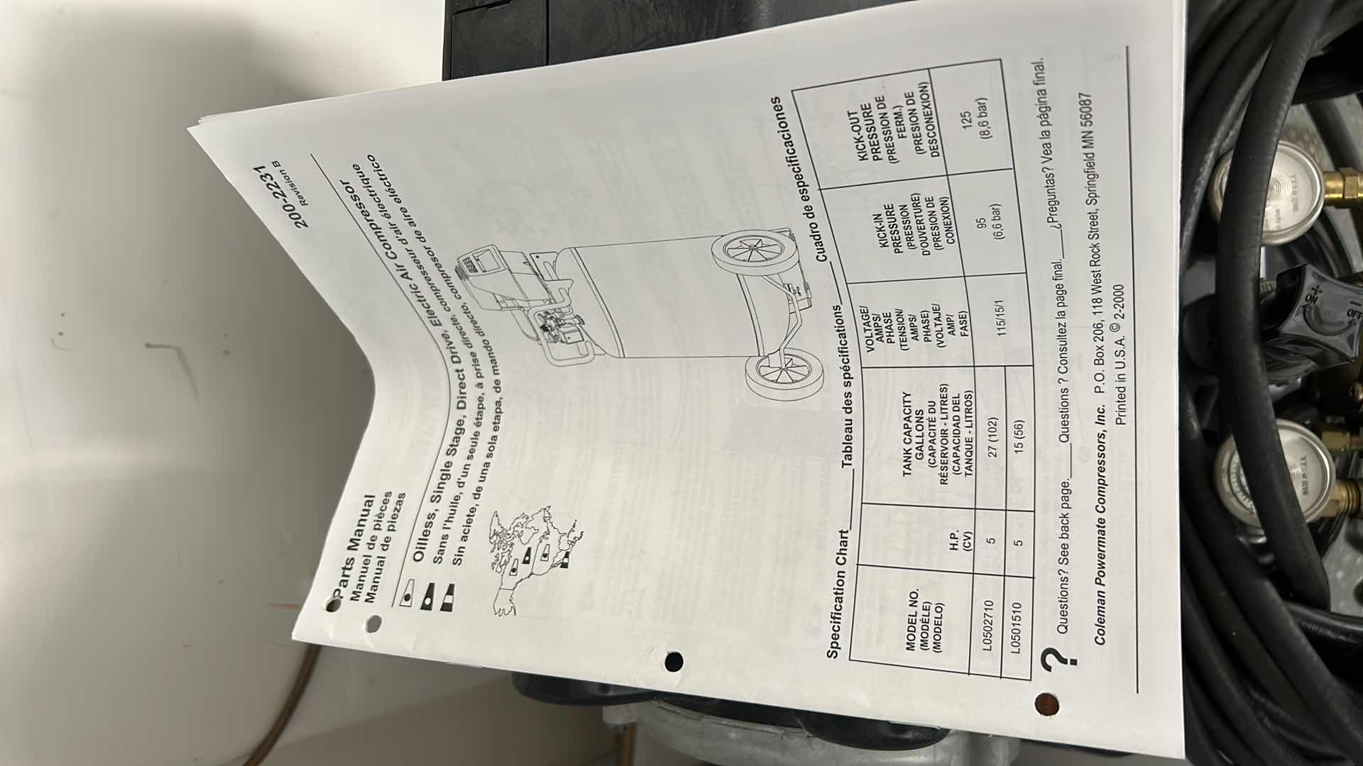 Photo 1 of BLACK MAX ELECTRIC AIR COMPRESSOR PLUS CONTENTS ON SHELF
