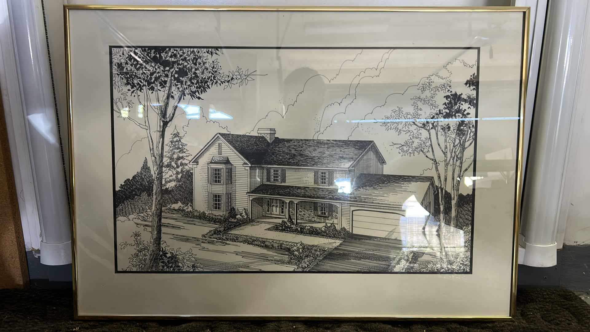 Photo 1 of BLACK AND WHITE “2 STORY HOME”, GOLD FRAMED ARTWORK 26 1/2” x 18 1/2”