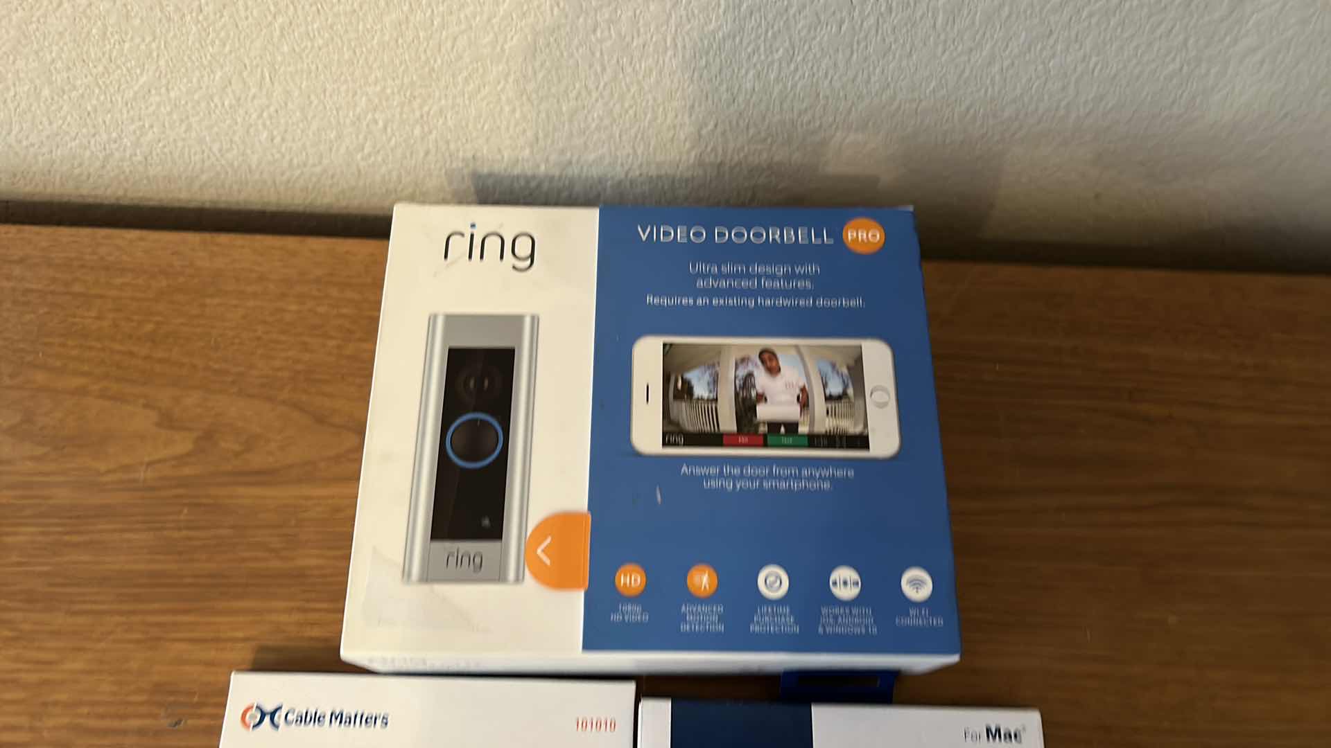 Photo 1 of 3 NEW BOXED ITEMS- RING VIDEO DOORBELL AND CABLES