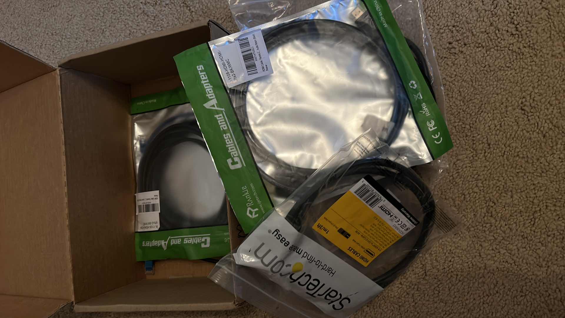 Photo 1 of BOX OF HDMI CABLES AND USB CABLES