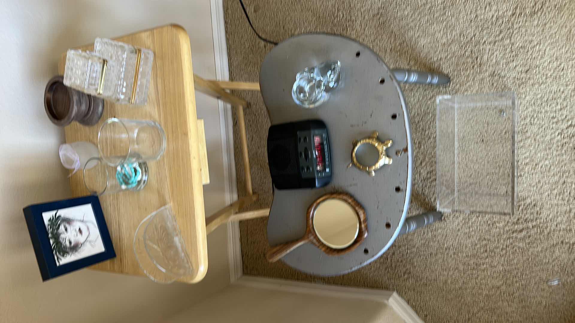 Photo 1 of Home decor and more -TV, tray, silver bench, acrylic box, and trinkets