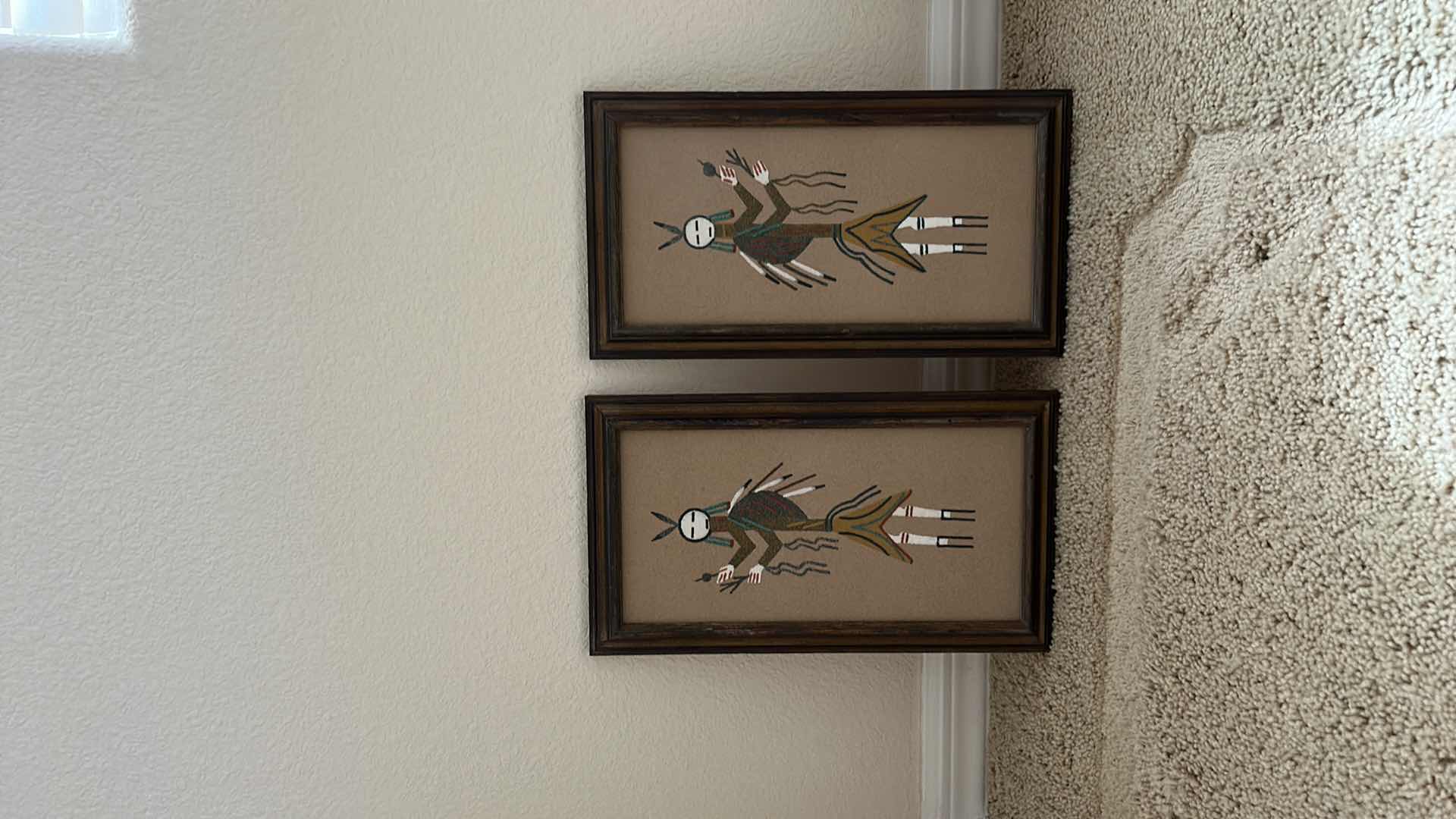 Photo 6 of 2 - Navajo Indian sandpainting artwork by Nettie Peters framed 7 1/2” x 13”