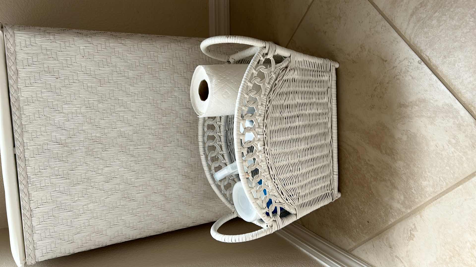 Photo 1 of Bathroom assortment - hamper, waste basket and more