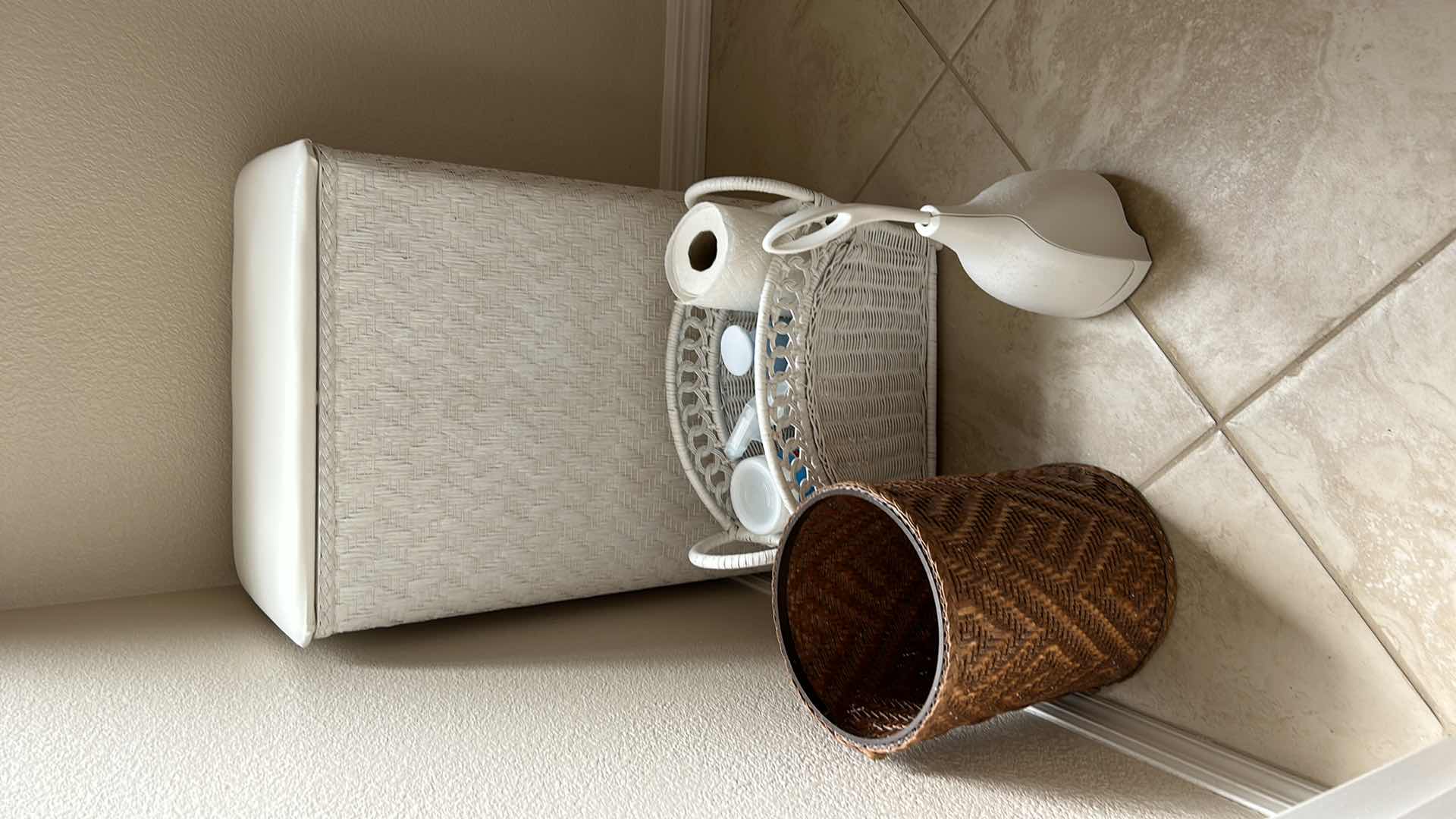 Photo 1 of Bathroom assortment - hamper, waste basket and more