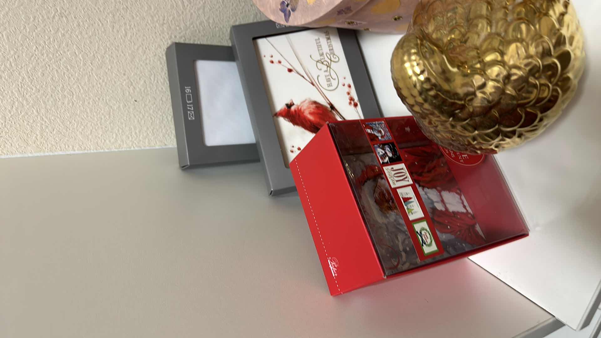 Photo 1 of Home decor assortment- gold quail, floral, hat boxes, and more