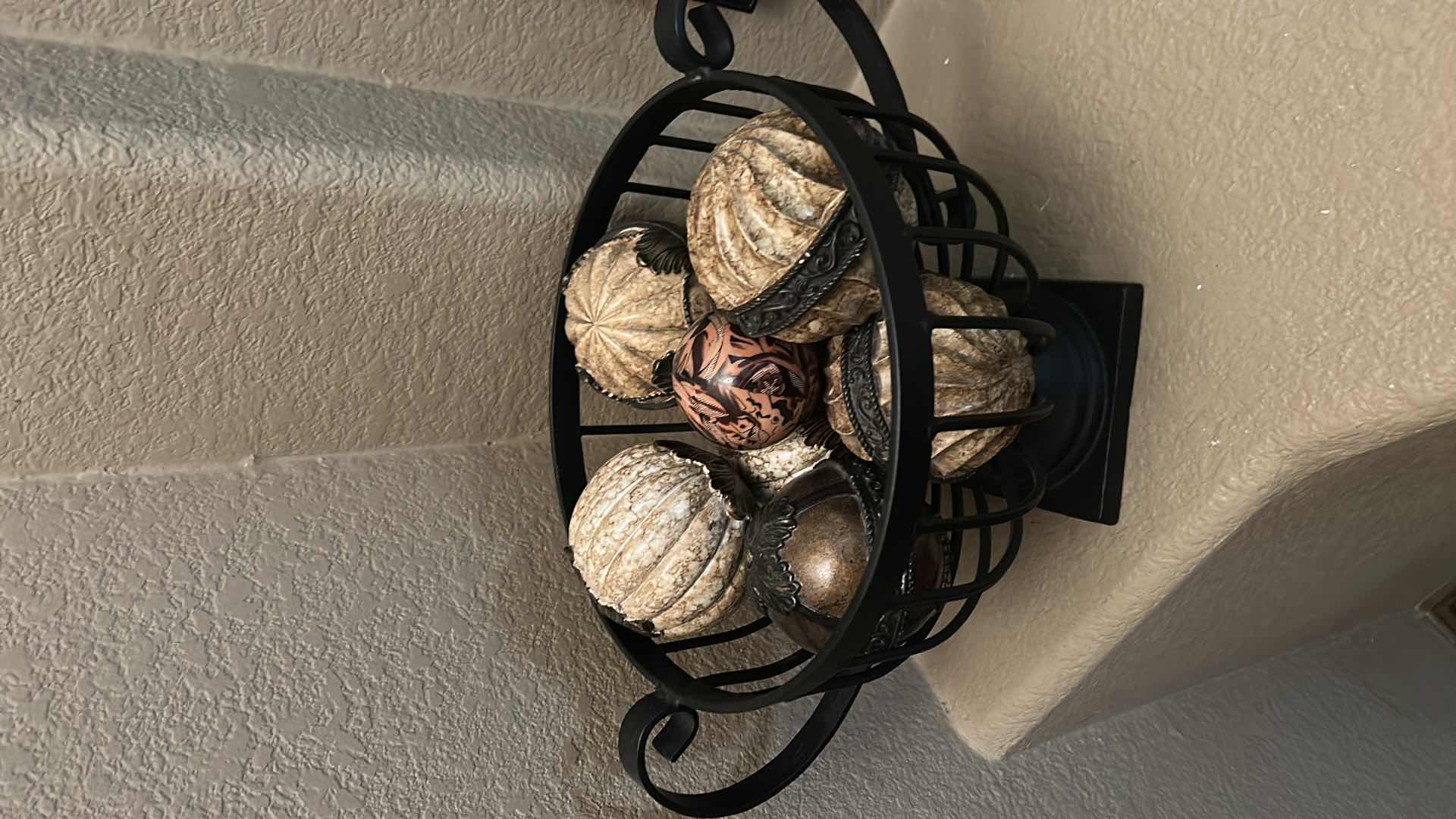 Photo 1 of METAL BASKET WITH DECORATIVE ORBS 17” x 11”