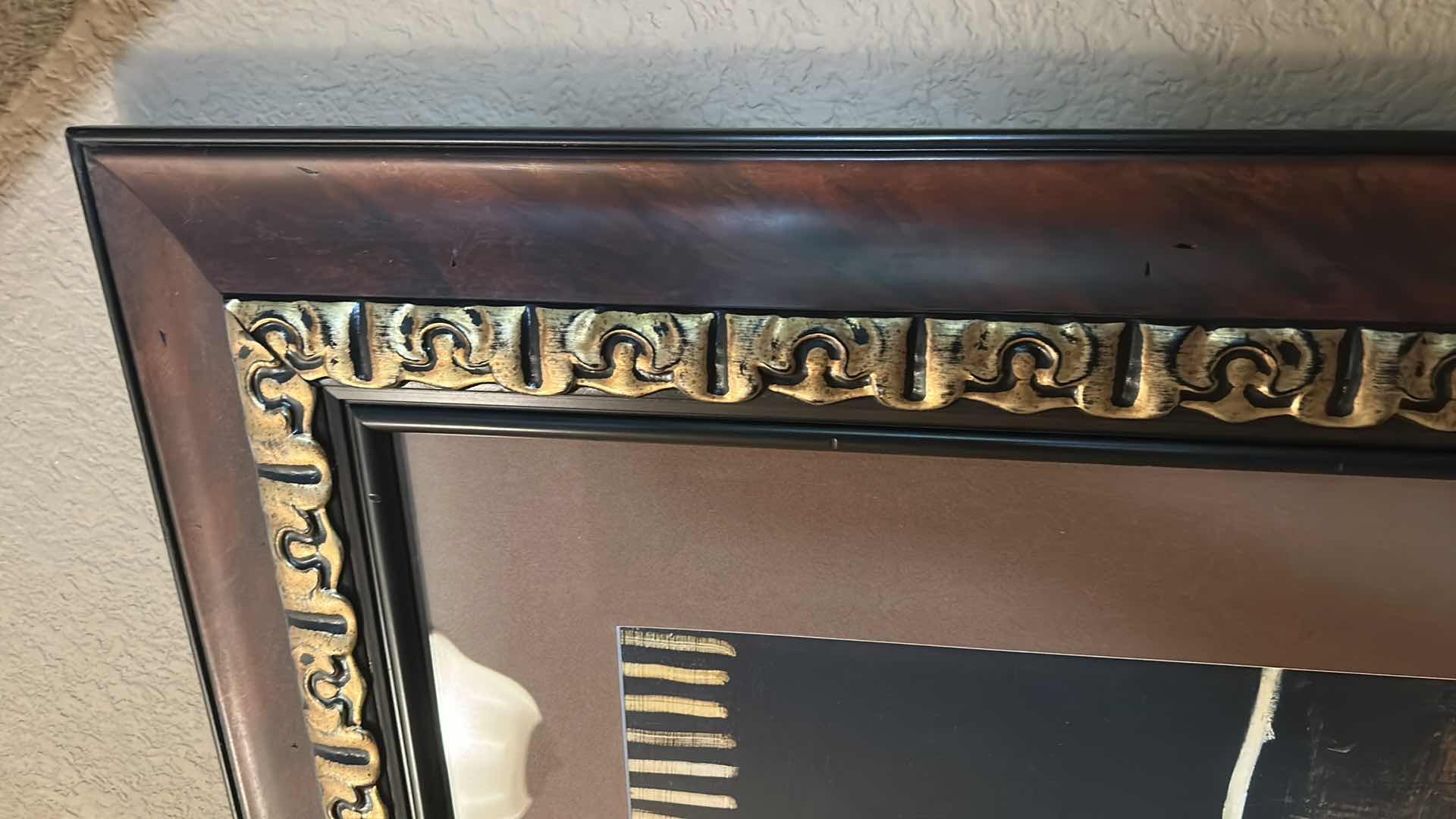 Photo 1 of ABSTRACT "HOUSE AND LADDER" GOLD AND BRONZE TONE ARTWORK FRAMED 45” x 45”