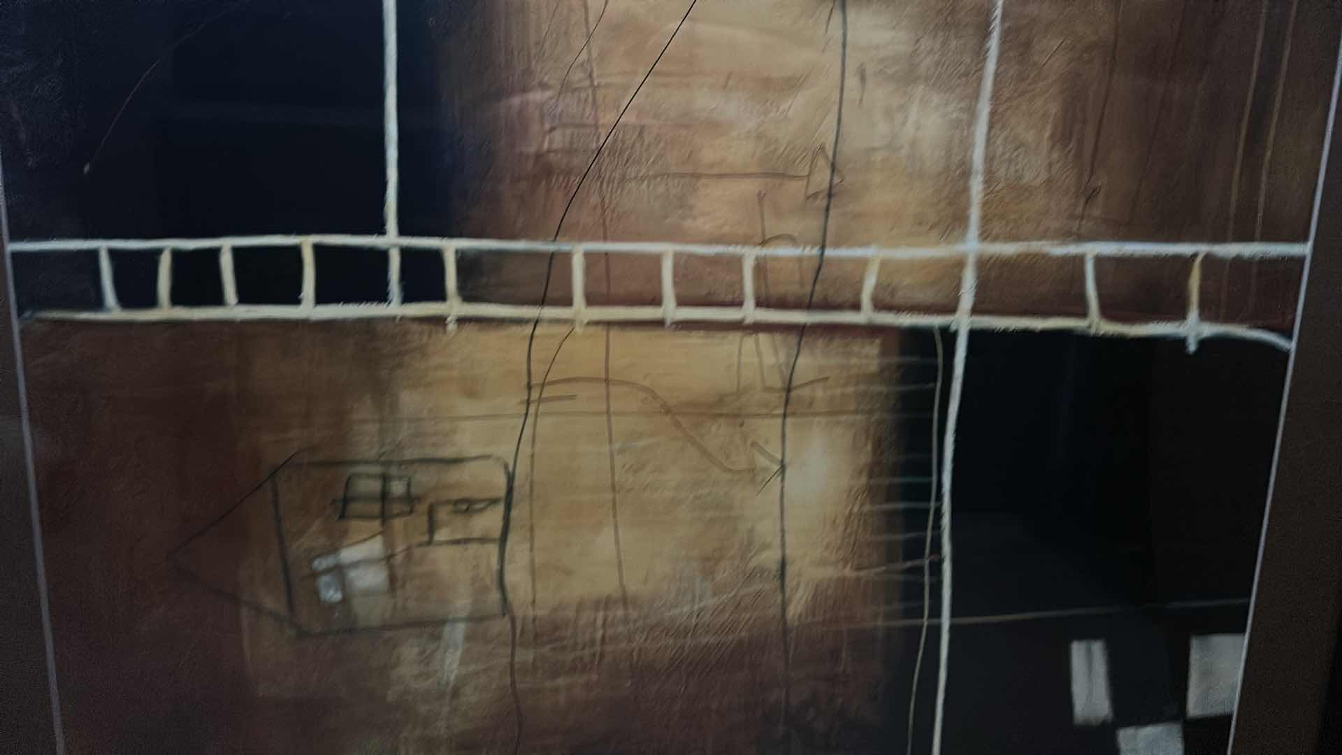 Photo 1 of ABSTRACT "HOUSE AND LADDER" GOLD AND BRONZE TONE ARTWORK FRAMED 45” x 45”