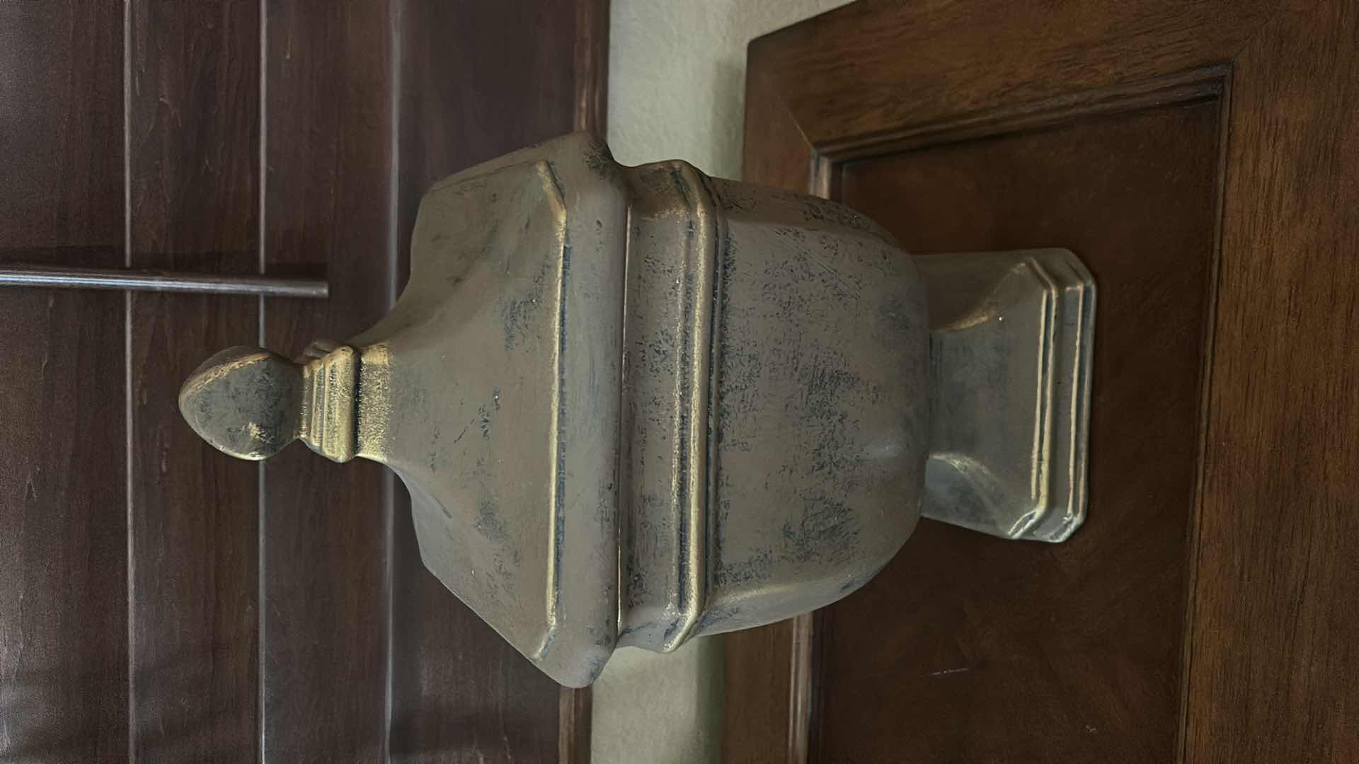 Photo 1 of HOME DECOR - HEAVY AGED CERAMIC VESSEL WITH LID H18" 